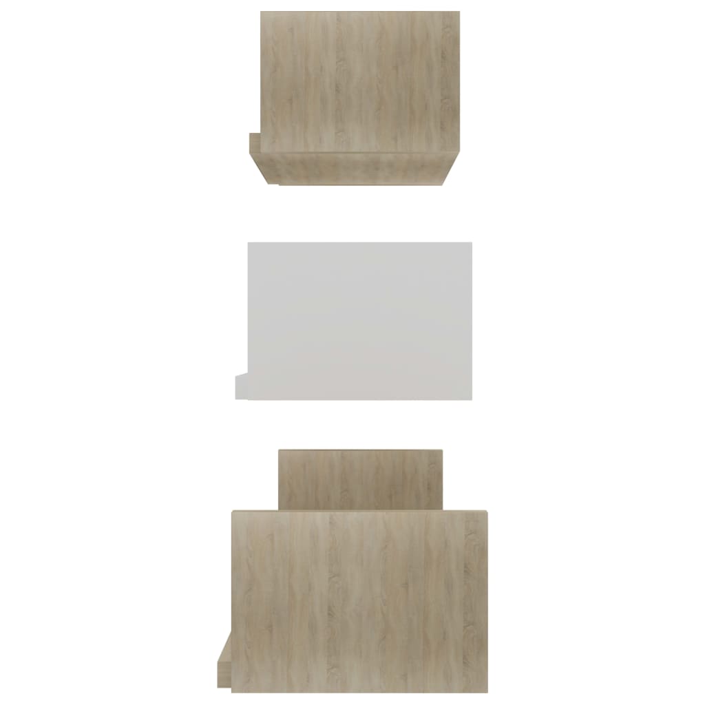 Mensole a Muro 3 pz Bianco e Rovere Sonoma in Legno Multistrato | homemem39