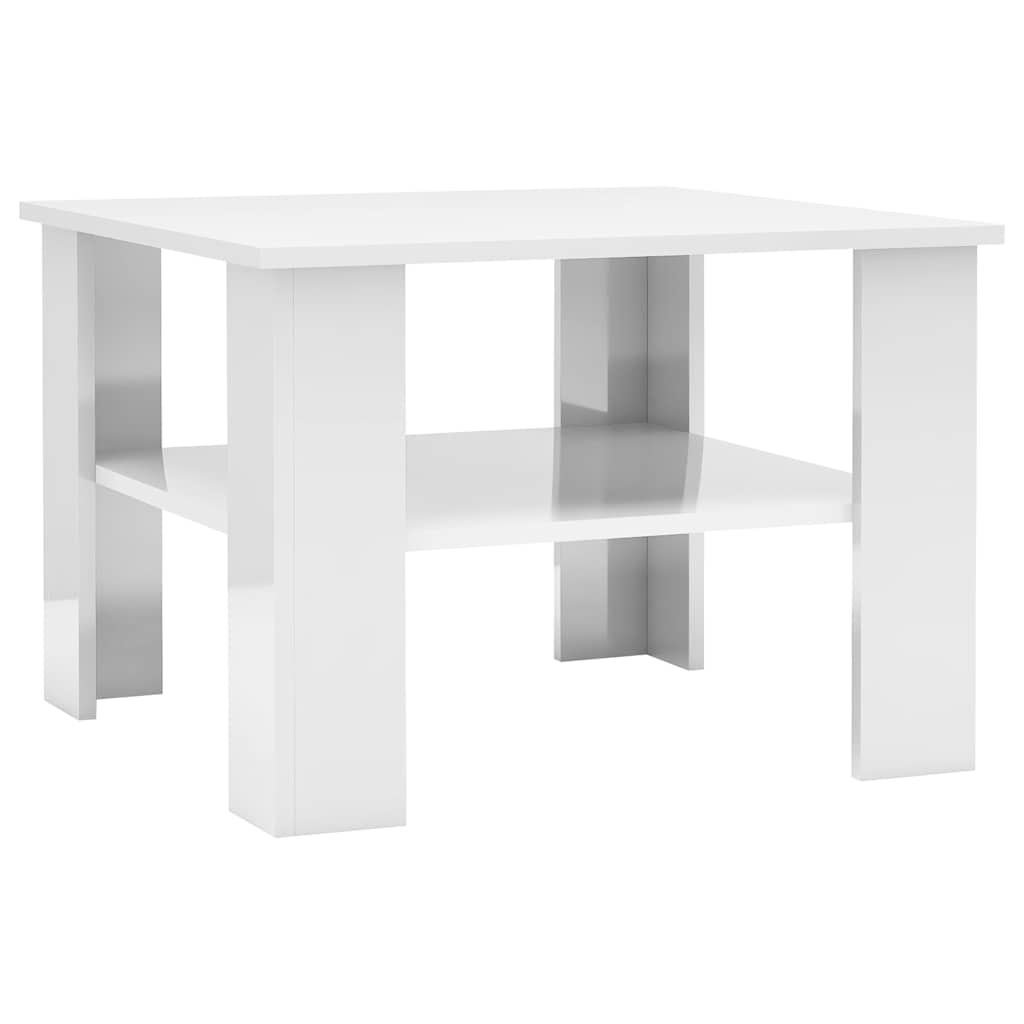 Tavolino da Salotto Bianco Lucido 60x60x42 cm Legno Multistrato | homemem39