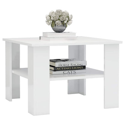 Tavolino da Salotto Bianco Lucido 60x60x42 cm Legno Multistrato | homemem39