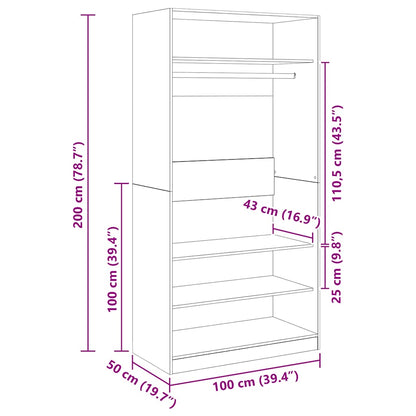 Armadio Nero 100x50x200 cm in Legno Multistrato