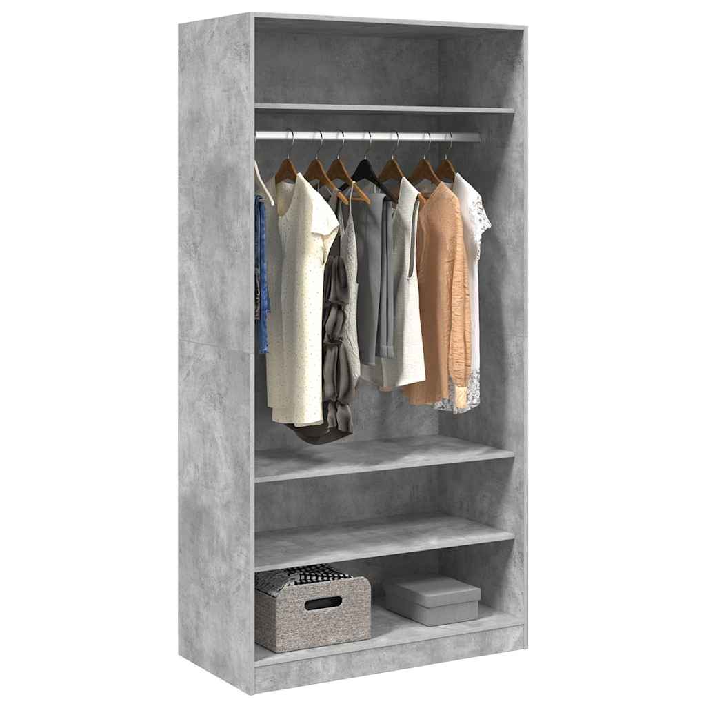 Armadio Grigio Cemento 100x50x200 cm in Legno Multistrato