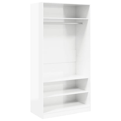 Armadio Bianco Lucido 100x50x200 cm in Legno Multistrato