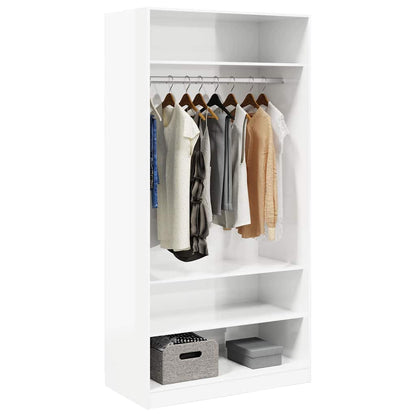 Glossy White Wardrobe 100x50x200 cm in Multilayer Wood