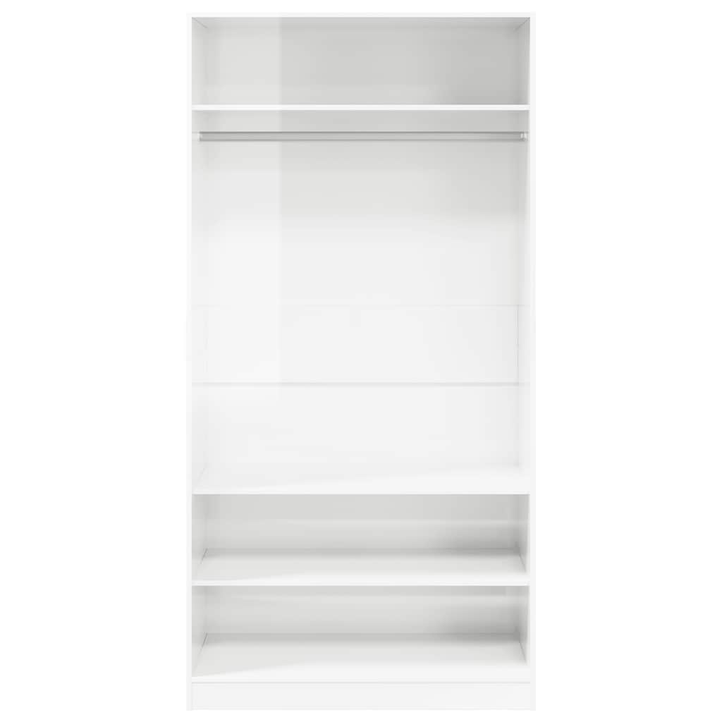 Armadio Bianco Lucido 100x50x200 cm in Legno Multistrato