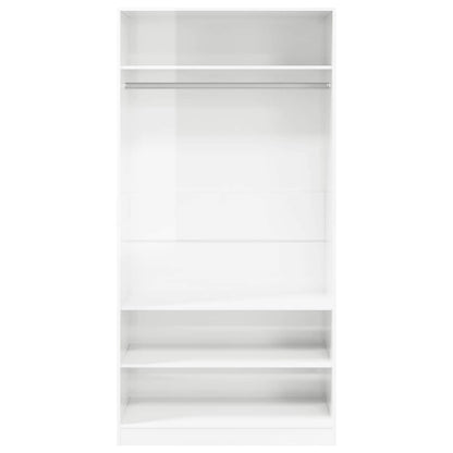 Armadio Bianco Lucido 100x50x200 cm in Legno Multistrato