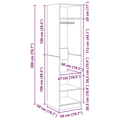 Armadio Nero 50x50x200 cm in Legno Multistrato