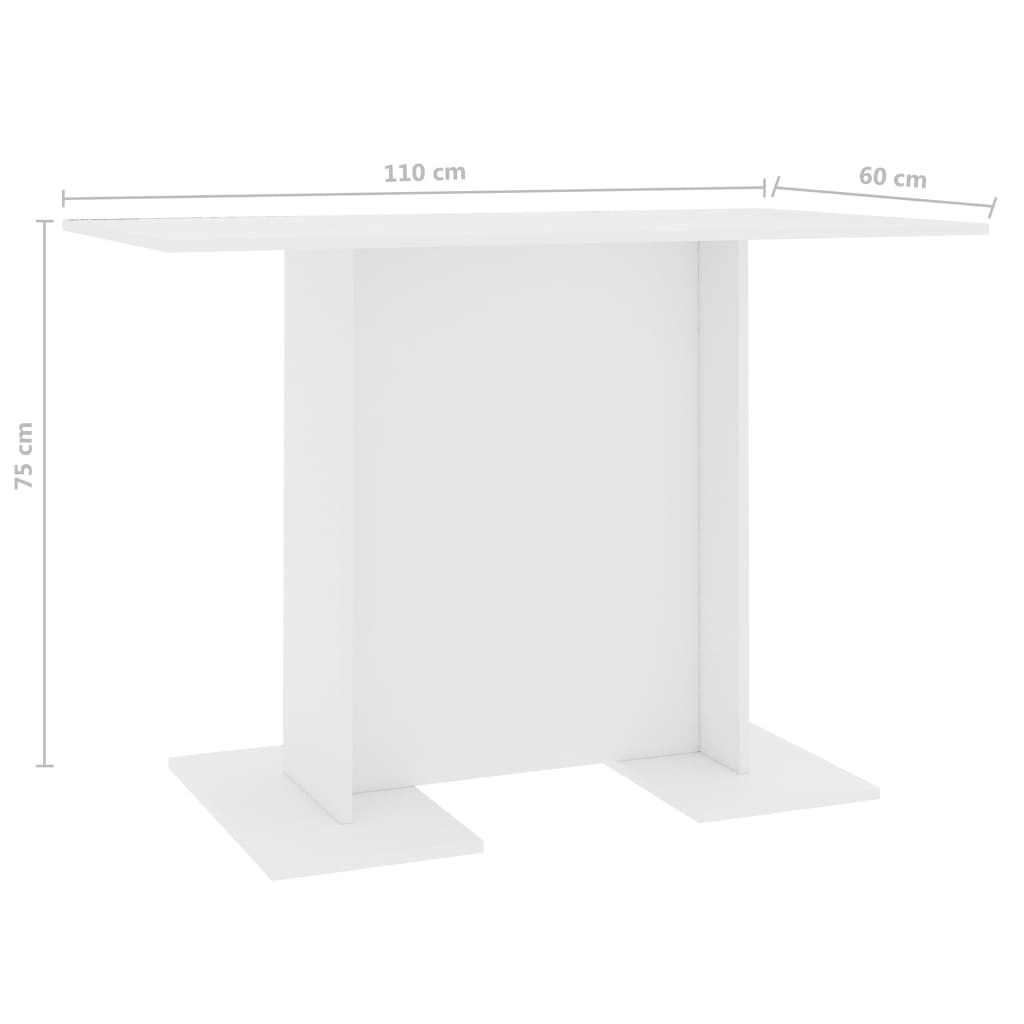 Tavolo da Pranzo Bianco 110x60x75 cm in Legno Multistrato | homemem39
