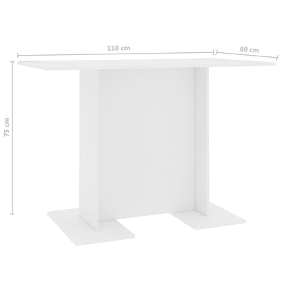 Tavolo da Pranzo Bianco 110x60x75 cm in Legno Multistrato | homemem39