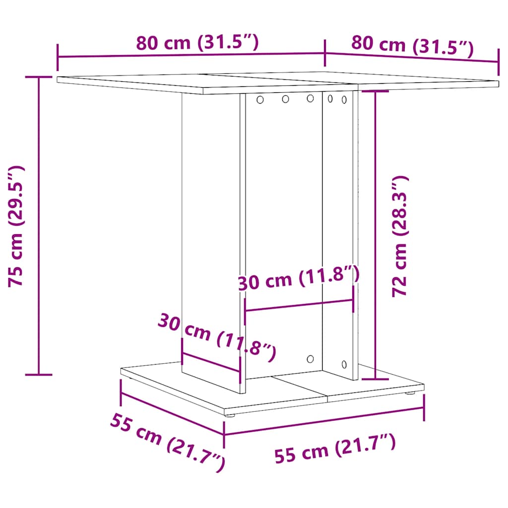 Tavolo da Pranzo Rovere Sonoma 80x80x75cm in Legno Multistrato | homemem39