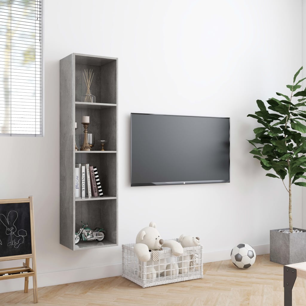 Libreria/Mobile TV Grigio Cemento 143x30x36 cm | homemem39