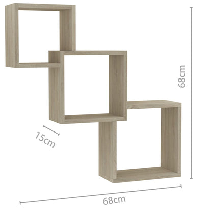 Mensole a Muro Cubiche in Rovere Sonoma 68x15x68cm Truciolato | homemem39