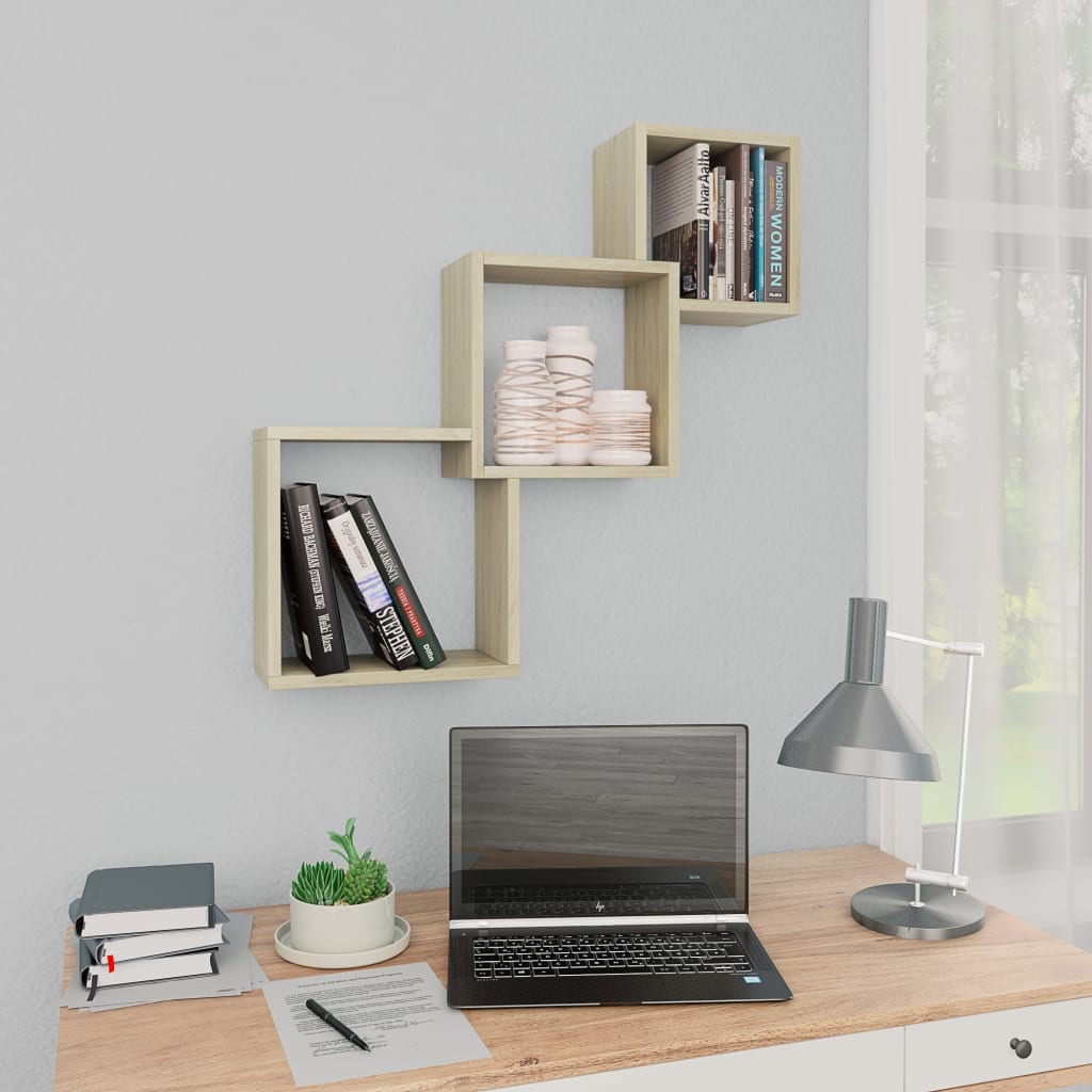 Mensole a Muro Cubiche in Rovere Sonoma 68x15x68cm Truciolato | homemem39