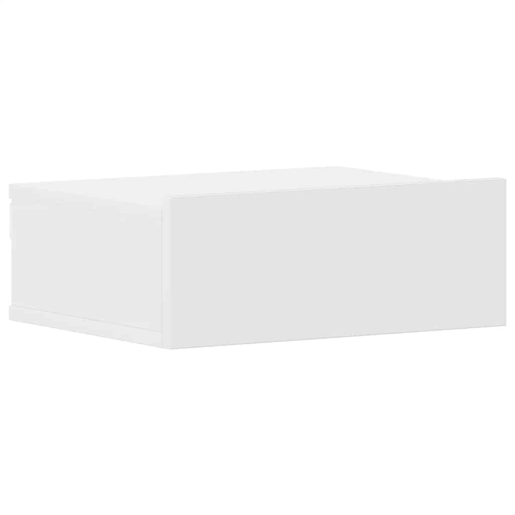 Comodino Pensile Bianco 40x30x15 cm in Legno Multistrato - homemem39