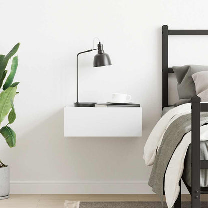 Comodino Pensile Bianco 40x30x15 cm in Legno Multistrato - homemem39
