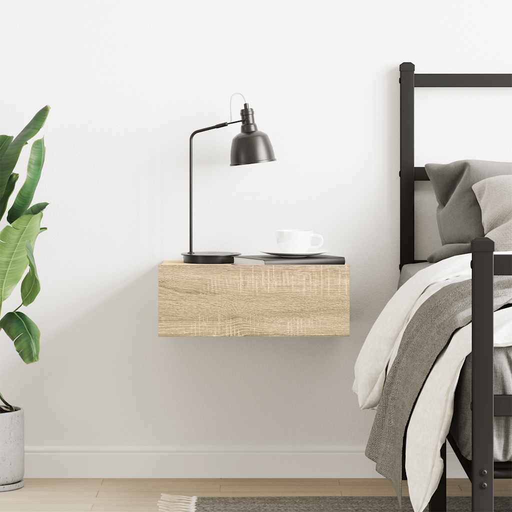 Comodino Pensile Rovere Sonoma 40x30x15 cm in Legno Multistrato | homemem39