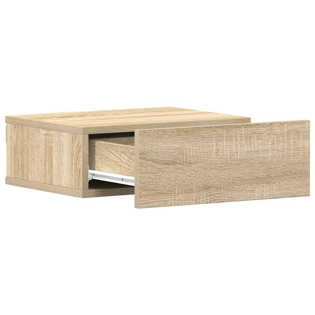 Comodino Pensile Rovere Sonoma 40x30x15 cm in Legno Multistrato - homemem39