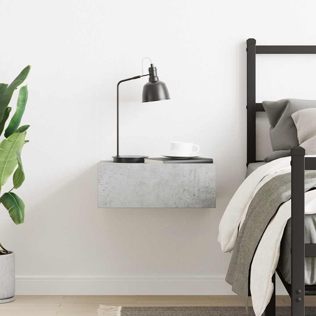 Comodino Pensile Grigio Cemento 40x30x15cm in Legno Multistrato - homemem39