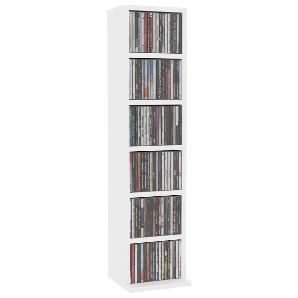 Mobile Porta CD Bianco 21x20x88 cm in Legno Multistrato