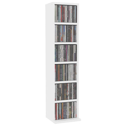 Mobile Porta CD Bianco 21x20x88 cm in Legno Multistrato