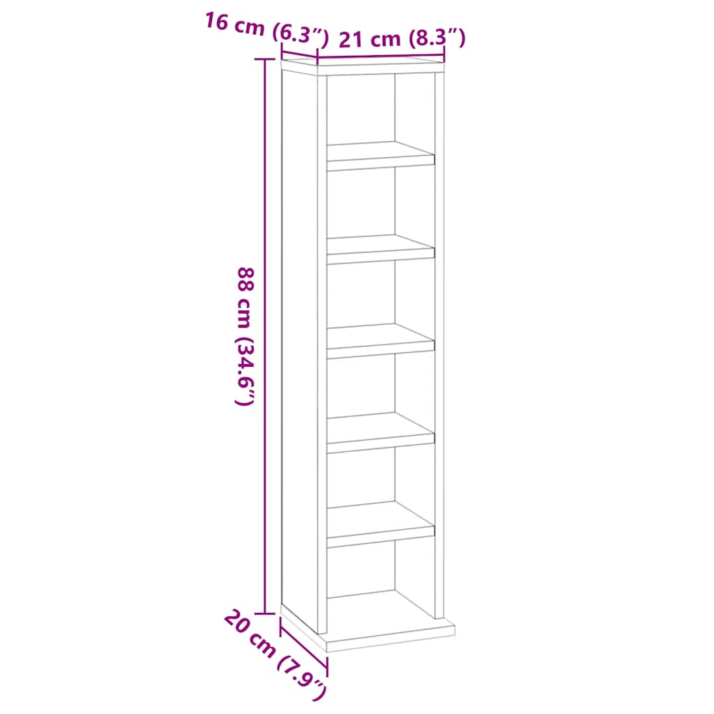 Mobile Porta CD Bianco 21x20x88 cm in Legno Multistrato - homemem39