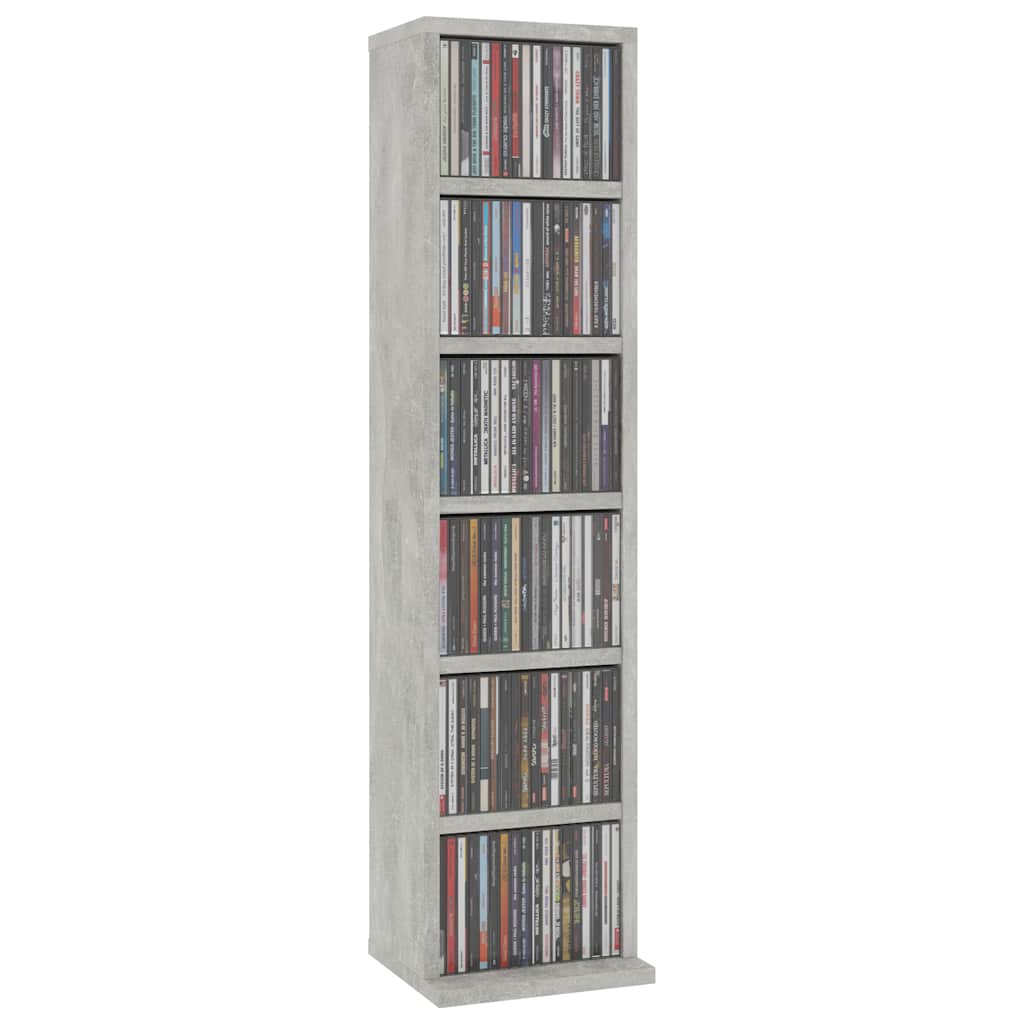 Mobile Porta CD Grigio Cemento 21x20x88 cm in Legno Multistrato