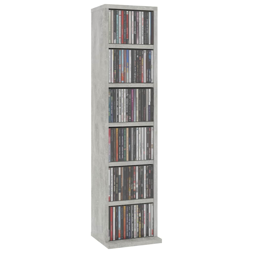 Mobile Porta CD Grigio Cemento 21x20x88 cm in Legno Multistrato