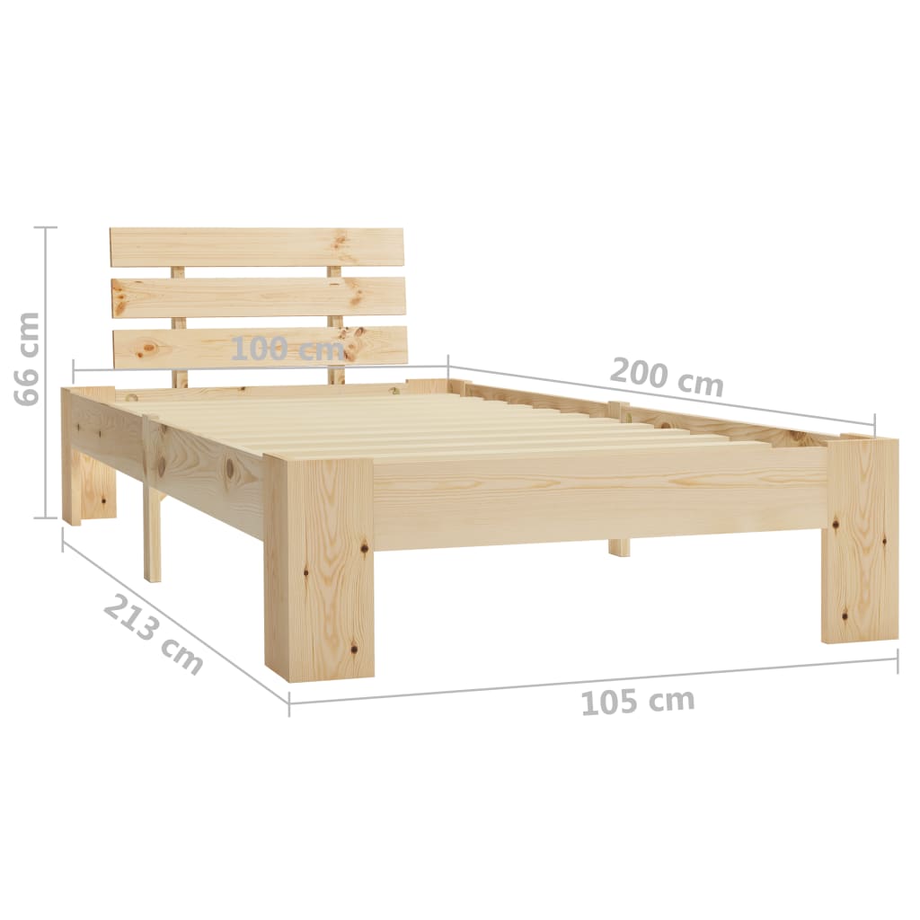Giroletto senza Materasso 100x200 cm in Legno Massello di Pino