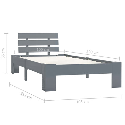Giroletto senza Materasso Grigio 100x200 cm in Legno di Pino | homemem39