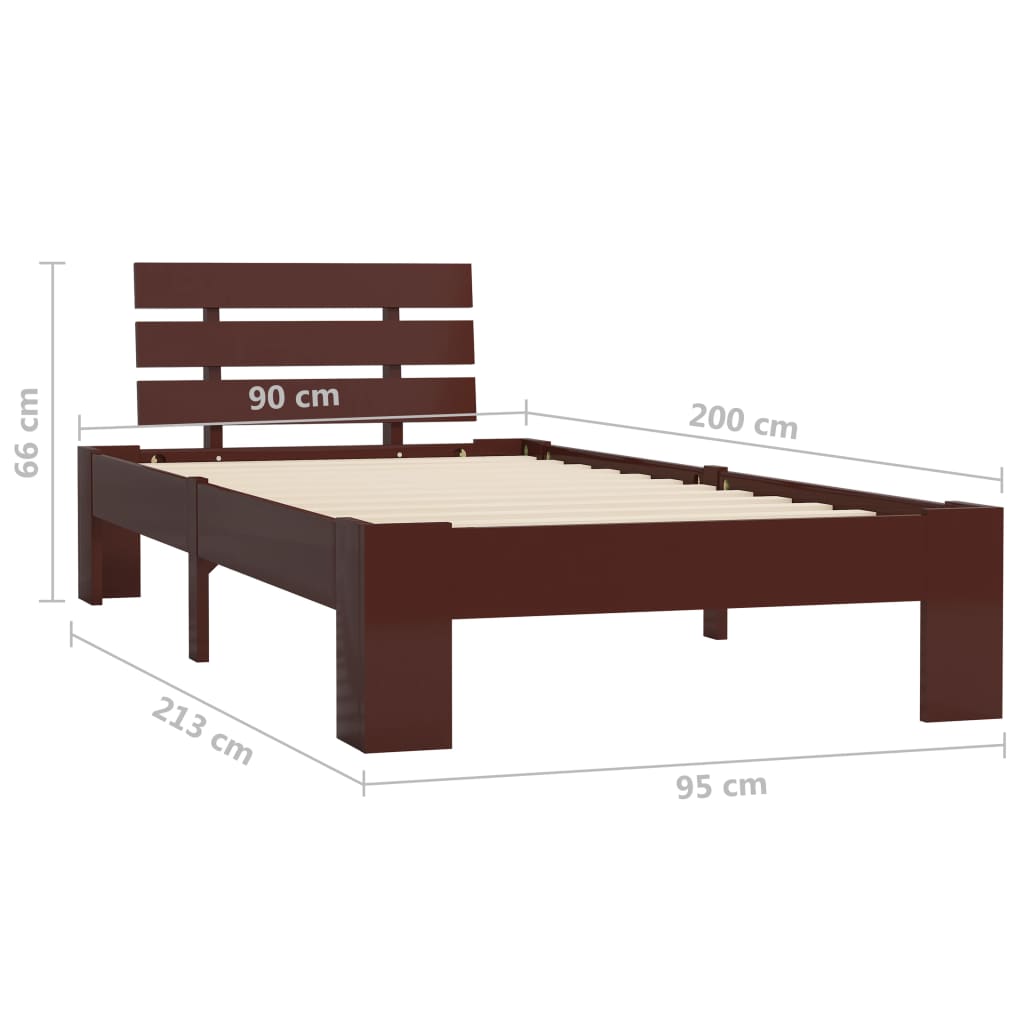 Giroletto senza Materasso Marrone Scuro 90x200 cm Legno Pino | homemem39