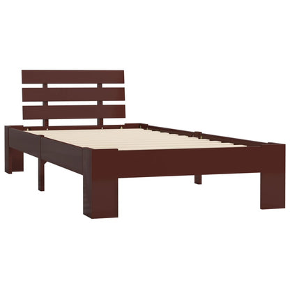 Dark Brown Bed Frame in Solid Pine Wood 100x200 cm