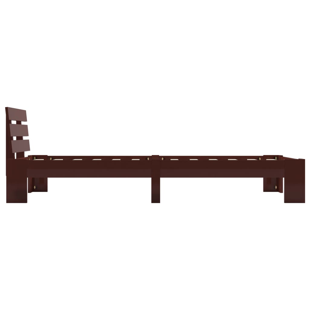 Dark Brown Bed Frame in Solid Pine Wood 100x200 cm