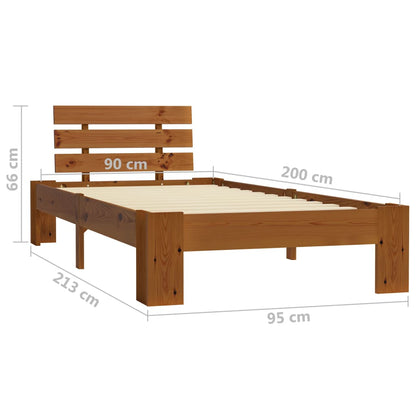 Giroletto senza Materasso Ambrato Legno Massello Pino 90x200 cm | homemem39