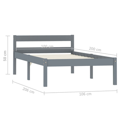 Giroletto senza Materasso Grigio 100x200 cm in Legno di Pino | homemem39