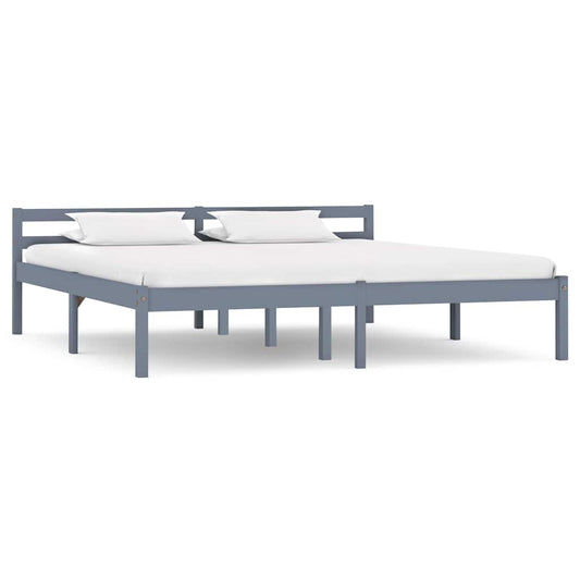 Giroletto senza Materasso Grigio 160x200 cm Legno Massello Pino