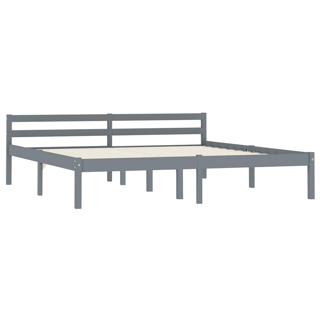 Giroletto senza Materasso Grigio 160x200 cm Legno Massello Pino