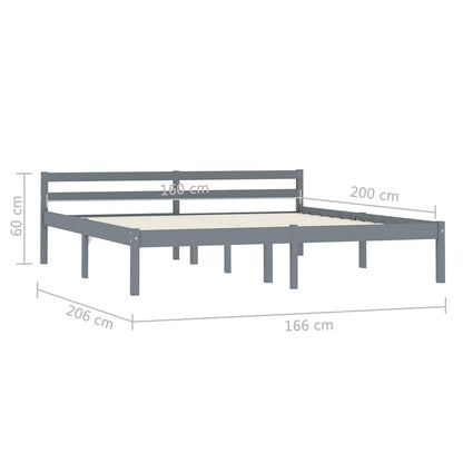 Giroletto senza Materasso Grigio 160x200 cm Legno Massello Pino