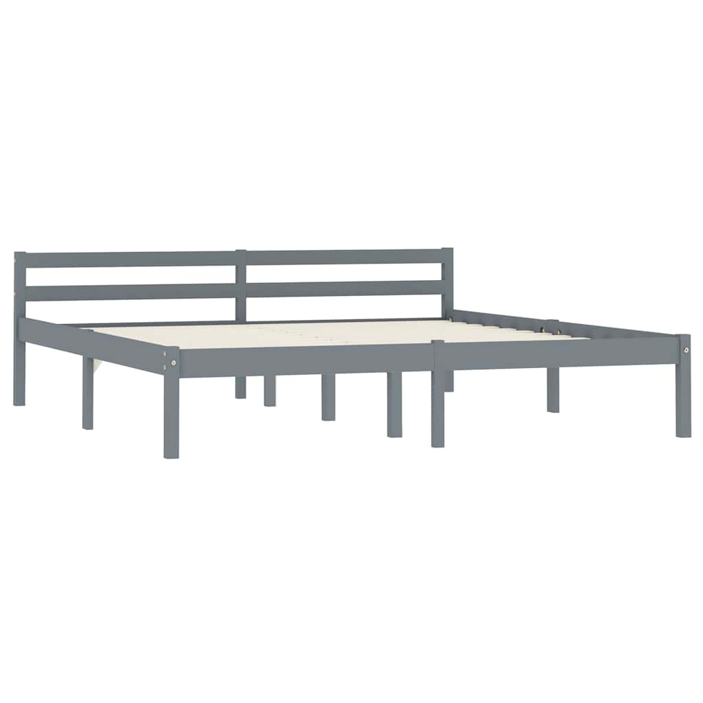 Giroletto senza Materasso Grigio 180x200 cm Legno Massello Pino