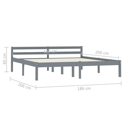 Giroletto senza Materasso Grigio 180x200 cm Legno Massello Pino