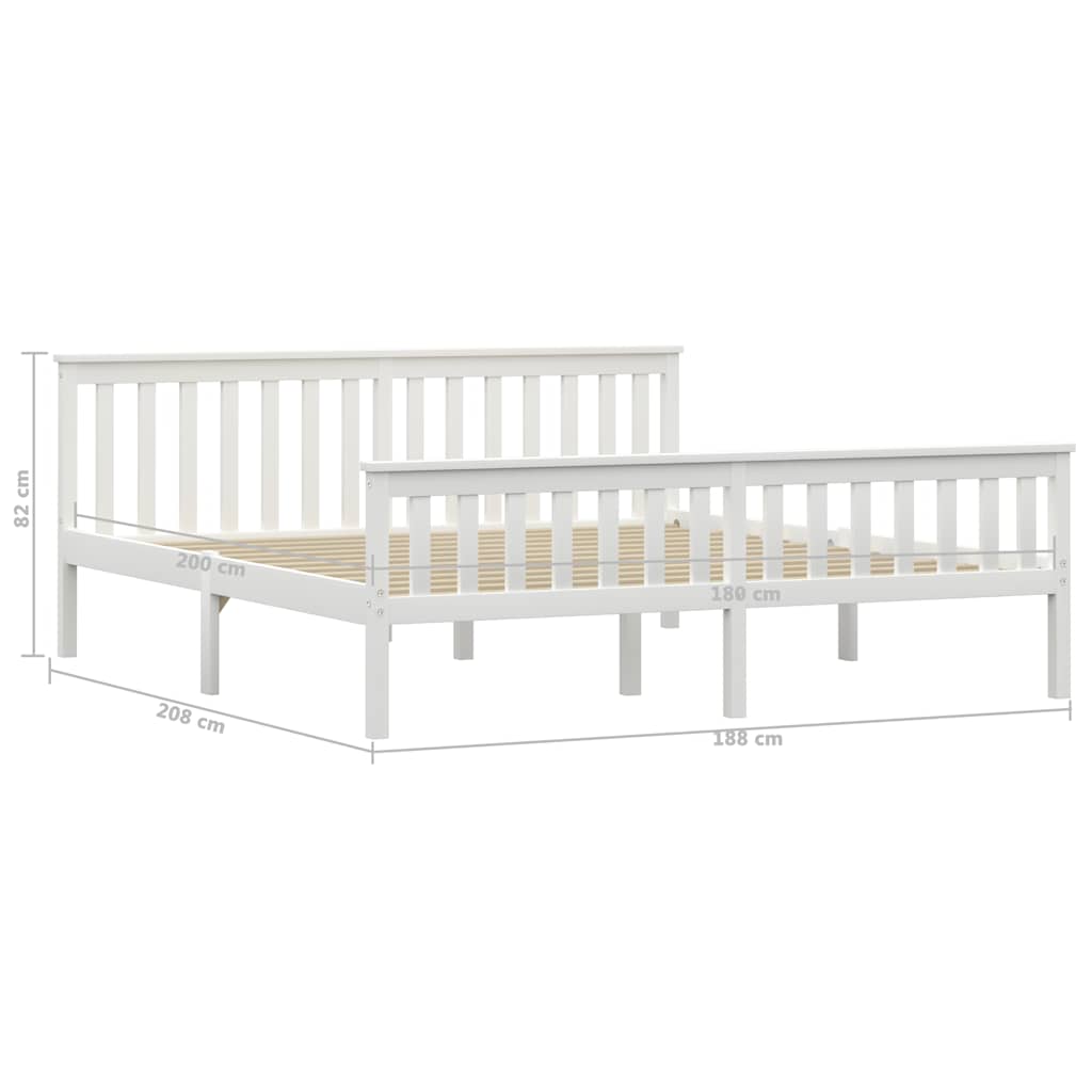 Giroletto senza Materasso Bianco 180x200 cm in Legno di Pino