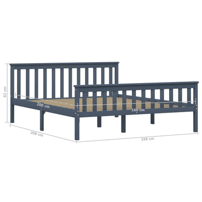 Giroletto senza Materasso Grigio 160x200 cm Legno Massello Pino | homemem39