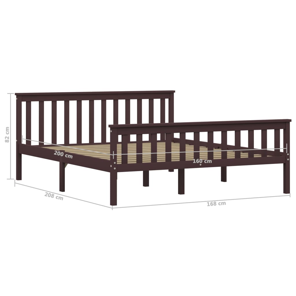 Giroletto senza Materasso Marrone Scuro 160x200 cm Legno Pino | homemem39