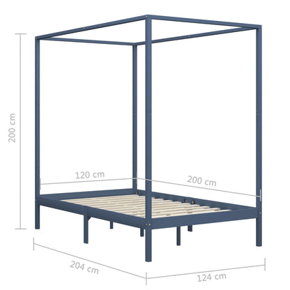 Giroletto a Baldacchino Grigio Legno Massello di Pino 120x200cm