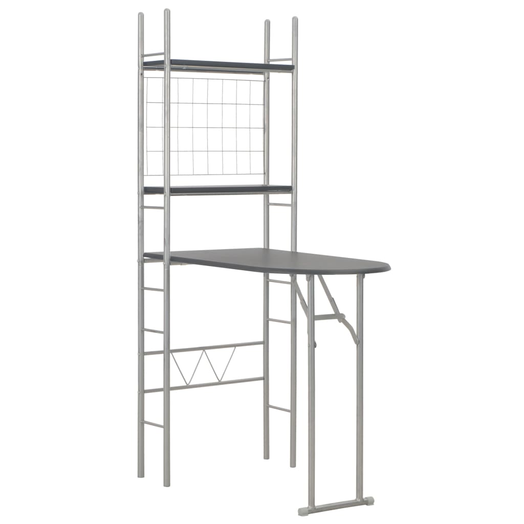 Set Tavolo e Sedie Pieghevoli con Scaffale 3pz MDF Acciaio Nero - homemem39