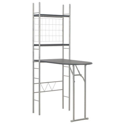 Set Tavolo e Sedie Pieghevoli con Scaffale 3pz MDF Acciaio Nero - homemem39