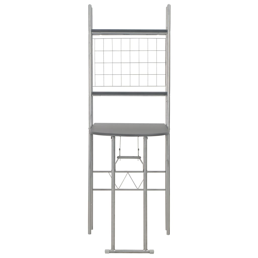 Set Tavolo e Sedie Pieghevoli con Scaffale 3pz MDF Acciaio Nero - homemem39