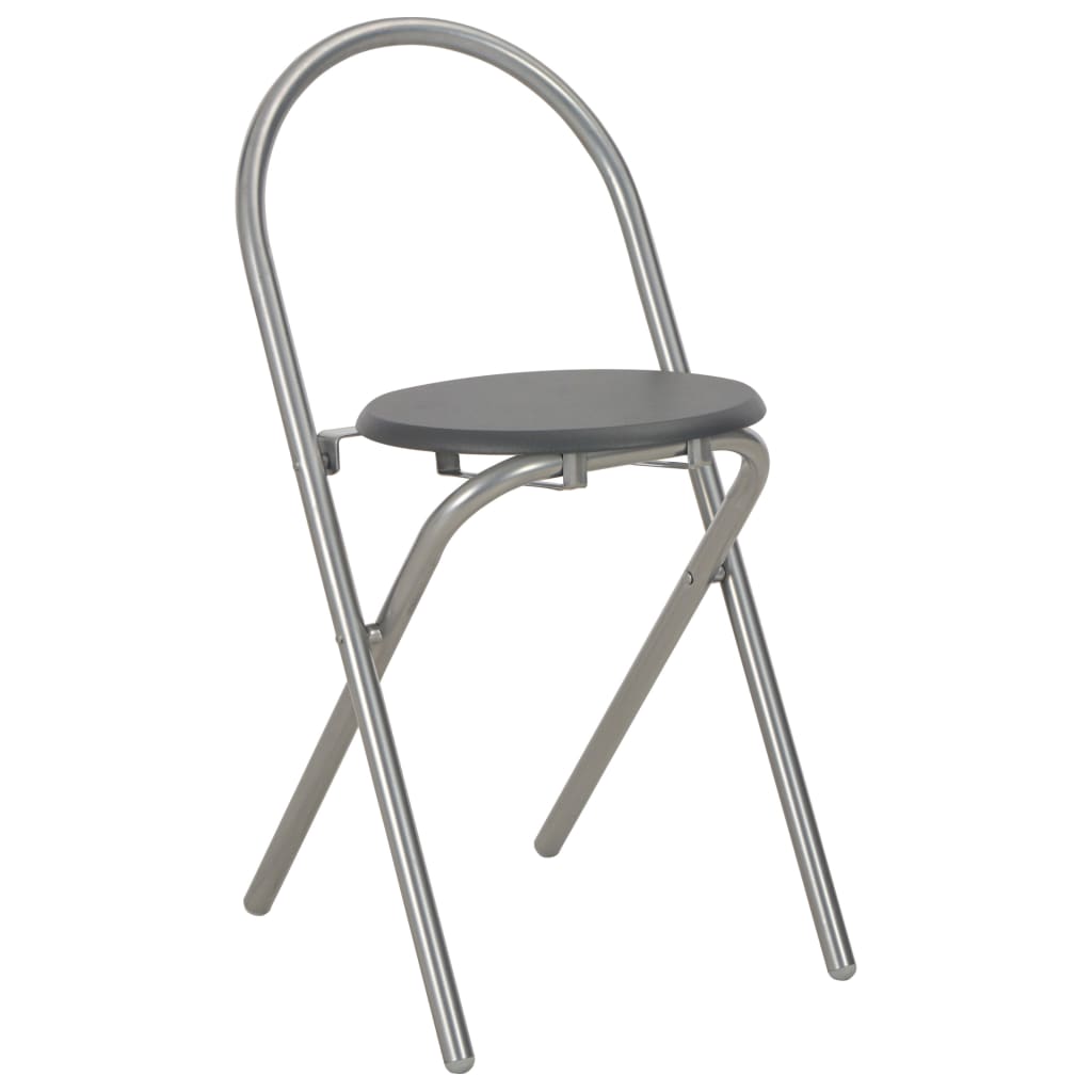 Set Tavolo e Sedie Pieghevoli con Scaffale 3pz MDF Acciaio Nero - homemem39