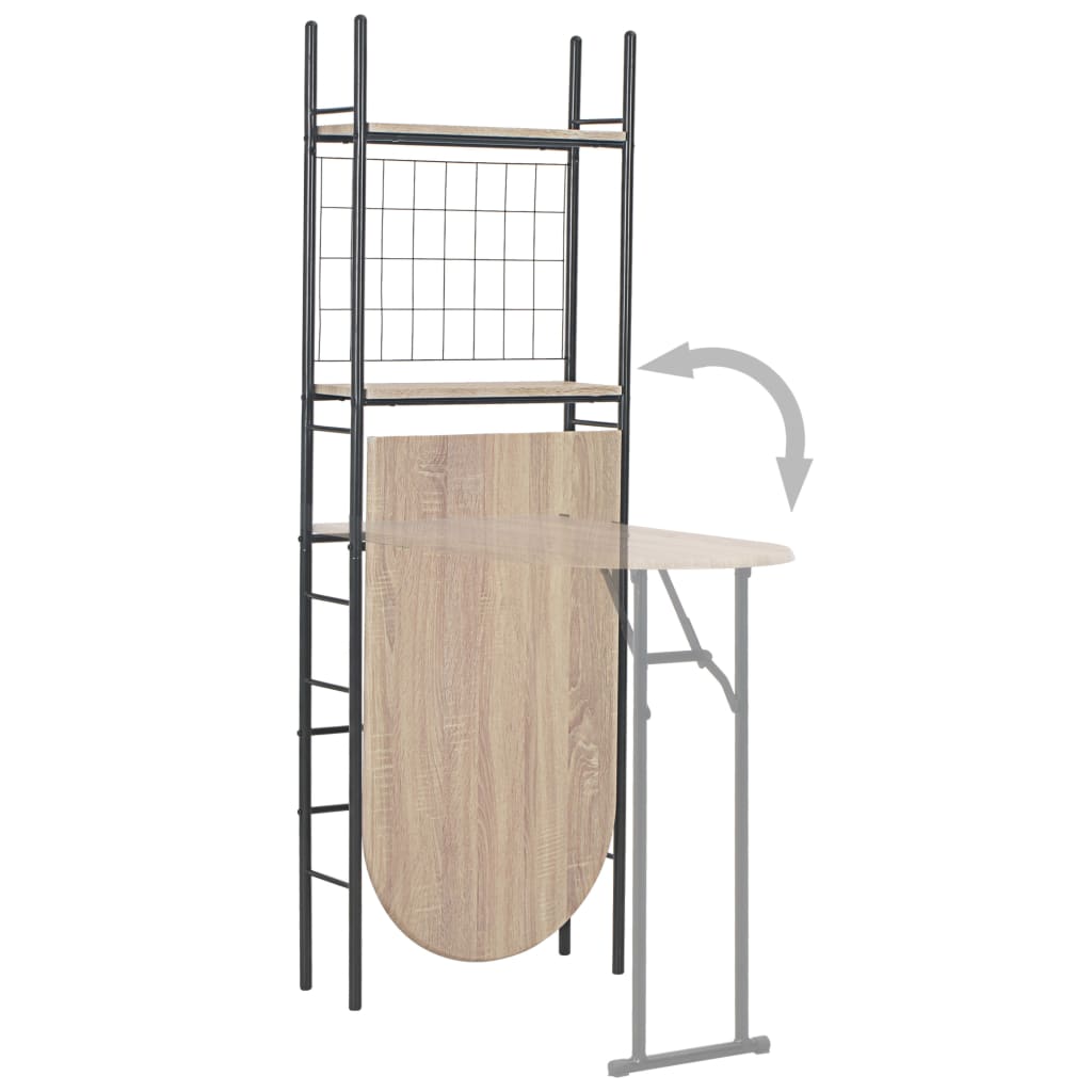 Set Tavolo e Sedie Pieghevoli con Scaffale 3 pz MDF e Acciaio