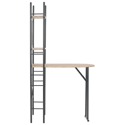 Folding Table and Chair Set with Shelf 3 pcs MDF and Steel