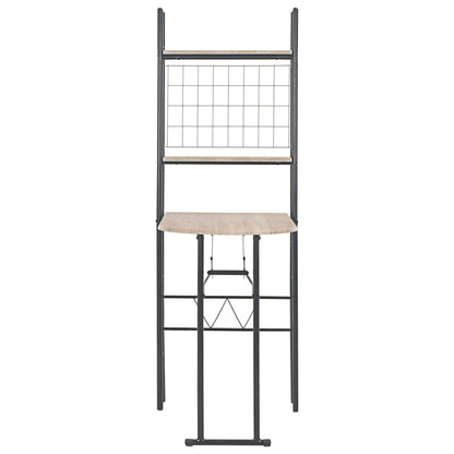 Folding Table and Chair Set with Shelf 3 pcs MDF and Steel