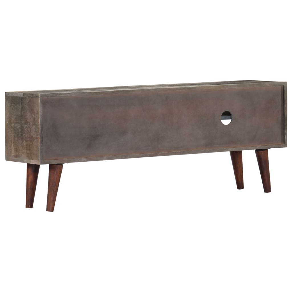 Mobile TV Grigio 130x30x46 cm in Legno Massello di Mango Grezzo | homemem39